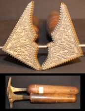 Pair of Large Watermarked Gilding Irons Model 17th Bronze Binder Binding #100