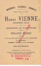 59 COUSOL #23214 ADVERTISING HENRY VIENNE FIREPLACE MARBLE STONE GRANITE + MONU