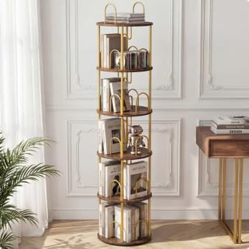 Gold tier rotating bookshelf - gold, 5-tier