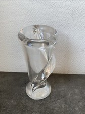 Ancien Joli Vase Cristal De Vanne Forme Originale Deco 