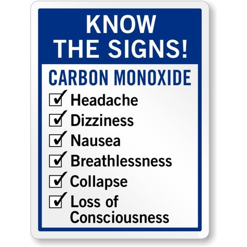Carbon monoxide sign - carbon,