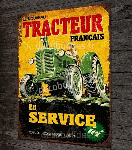 Plaque métal déco tracteur - plaque,