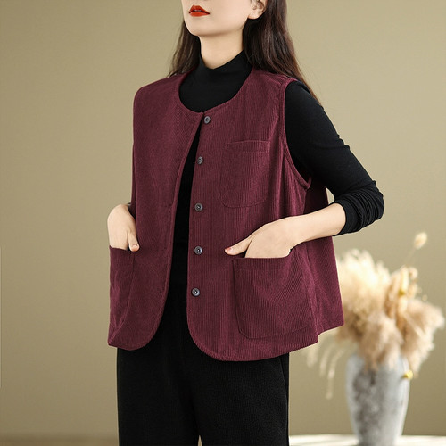Gilet velours côtelé pour - gilet, en