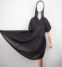 EWA i WALLA Lightweight Hooded Short Sleeve Black Cotton Avantgarde Dress Size S