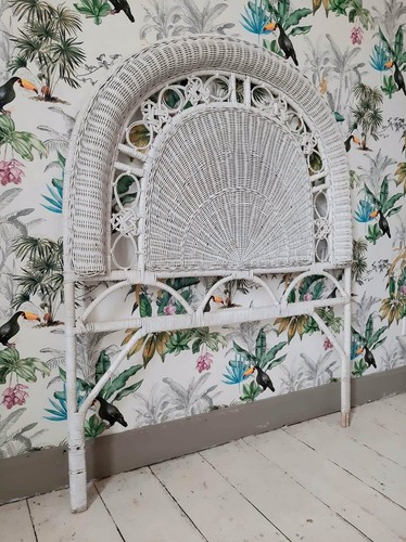 Tete lit vintage osier - lit,