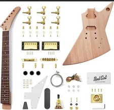 Full Set Kits Unfinished Explorer Electric Guitar DIY Mahogany Body 6 Strings