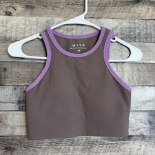 WILO Melborne Australia  - Ribbed Sports Bra in Brown/Purple - XS
