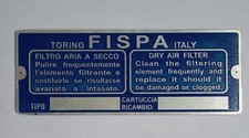 Data Plate Fispa Filtre à Air Plaque Maserati Alfa Fiat lancia Ferrari air s57