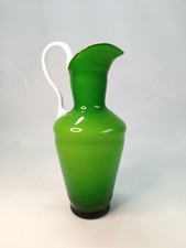 Vintage 70s Green Layered Glass Vase Retro Design