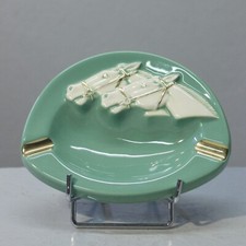 Verceram France cendrier vintage circa 1950 décor Hippique chevaux
