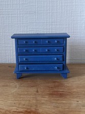 Miniature Furniture, Blue Wooden Dresser for Dollhouse 1/12 Scale