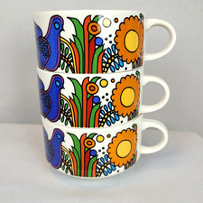 Vintage Villeroy & Boch Acapulco Luxembourg Set Of 3 Cups Stackable Coffee Tea