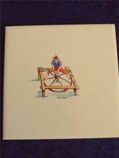 H&R JOHNSON ENGLAND CERAMIC TILE POTTER POTTERY  HANDPAINTED 6" SQUARE