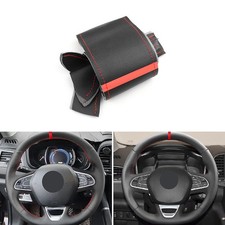 Red-strip Steering Wheel Sewing Leather Cover Trim For Renault Kadjar 2016 2017