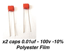 x2 Condensateurs 0.01uF - 100v - 10% - Polyester Coated - guitare, basse, ampli