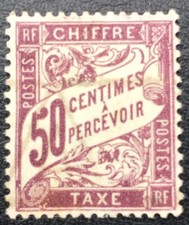 Timbre France 1893  Chiffre Taxe 50 Centimes Oblitere / Used 