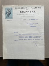 invoice beer du sicambre REIMS 1930 brewery malterie