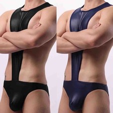 Costumes de lutte sexy célibataire pour hommes body imitation cuir sous vêteme