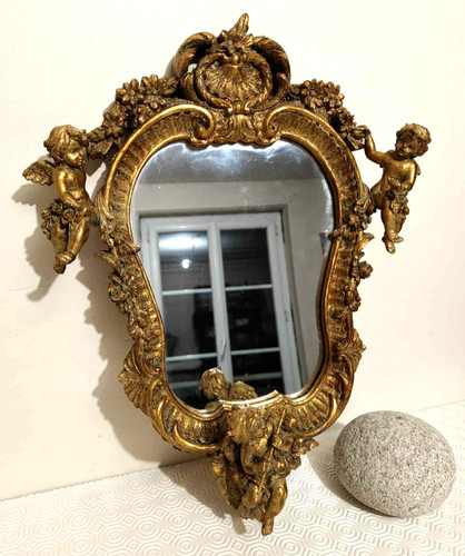Miroir ancien doré résine - miroir,