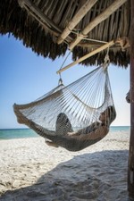 Fauteuil suspendu en filet mexicain nature blanc coton / 1 personne   100 kg ...