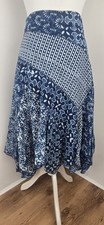 Siesta Made In India Patchwork Asymmetric Hippie Midi Skirt Blue