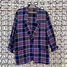 Vintage Inseparables boxy plaid oversize blazer Christmas primary colors.