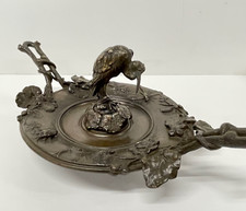 Bronze Heron  Inkwell Antique French 19th century Japanese Style