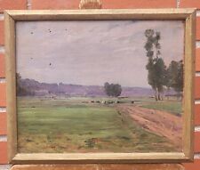 KARL CARTIER 1855-1925 COUNTRYSIDE LANDSCAPE. OIL PAINTING ON WOOD PANEL XLX° 