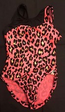 Bee Leotards•Girls Gymnastics Leotard•Dance •Salmon Pink•Leopard Print• Sz XS