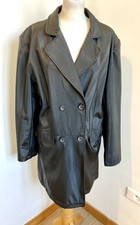 coat T42/44 trench coat pvc screeching black lined 673!