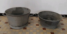Lot De 2 Anciennes  Bassines Galvanisées En Zinc ( Réf : Hang)