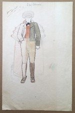 Original Drawing Portrait Man Costume Fashion Polish Jewish Theatre 1920s
