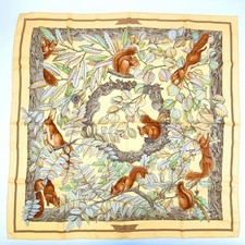 HERMES Carre 90 Casse Noisette Nutcracker Squirrel Pure Silk Square Scarf France