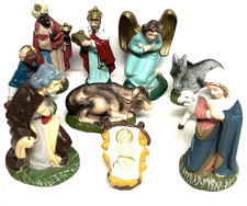 10 VTG 70's NATIVITY CRECHE MANGER CHRISTMAS CAST RESIN FIGURES RELIGIOUS JAPAN