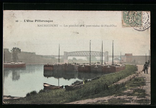 Cpa maurecourt les - les, peniches