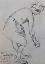 Pierre Henri Vaillant (1878-1939) (69) - fusain - Pressoir Prompt