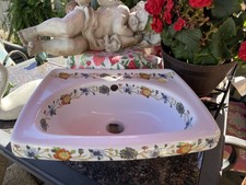Vintage Phylrich France Porcelain Sink Basin Floral Pattern Luxury Vanity Lavabo