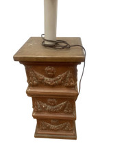 Ancienne Grande Lampe En Bois Sculpté Avec Anges