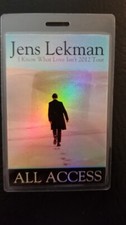 JENS LEKMAN - ORIGINAL I KNOW WHAT LOVE ISN'T 2014 TOUR LAMINATE BACKSTAGE PASS