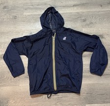 K-Way Women’s Hooded Windbreaker Rain Jacket Full Zip Vintage Size M Navy Blue