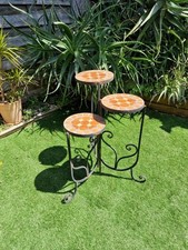 Ancien Porte Plantes Pliant En Fer Forgé, Étagère Céramique Déco Jardin Vintage 