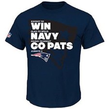 T-Shirt NFL New England Patriots Football Fanshirt Slogan Win Navy De Majestic