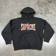 Supreme Hoodie Mens Large Black Chenille Hoodie Pullove Streetwear Skateboard
