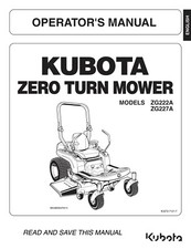 ZG222 ZG227 G222A ZG227A Zero Turn Operators Maintenance Manual Fits Kubota ZG