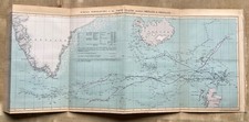 1870 antique map showing Surface Temperature of the North Atlantic Shetland