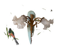 ANCIEN APPLIQUE BRONZE TULIPE