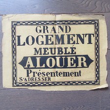 AFFICHE ANCIENNE 1810 GRAND LOGEMENT MEUBLE A LOUER printing IMPRIMERIE