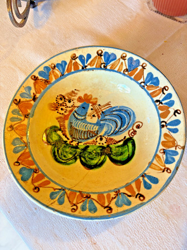 Assiette ancienne faience coq - assiette,