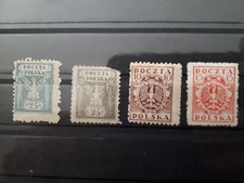 timbres Pologne : 1919,  25f, 10F, 15F  /  NEUF ** (gomme ancienne)