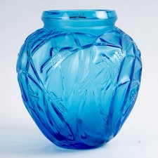 Vase Sauterelles Cristal Bleu